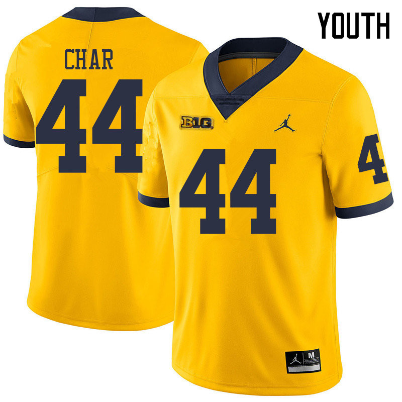 Jordan Brand Youth #44 Jared Char Michigan Wolverines College Football Jerseys Sale-Yellow